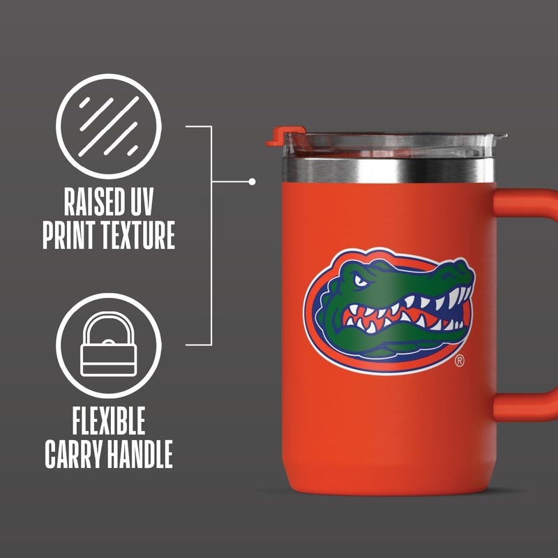 Hydrapeak Officially Licensed Florida Gators 18oz Insulated Coffee Mug with Flip Lid and Handle for Travel, Cold/Hot, Stainless Steel Coffee Cup, BPA-Free Double Walled, Tea Mug - Image 3